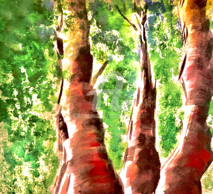 Painting titled "In the Forest" by Nicole Cecil B, Original Artwork, Acrylic