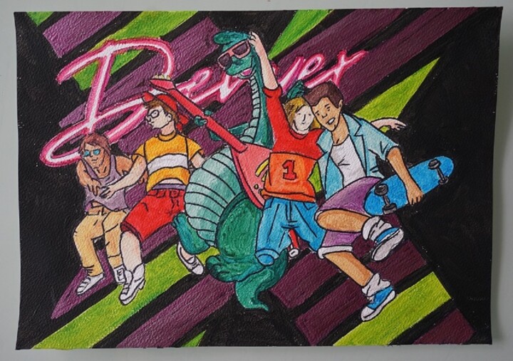bl - peinture - denver le dernier dinosaure Pittura, 8,3x11,8 in