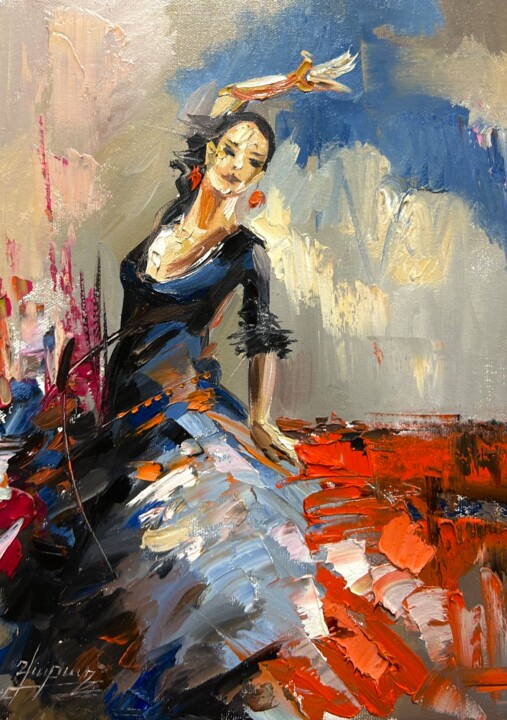 Fiery Flamenco Pittura, 15,8x11,8 in