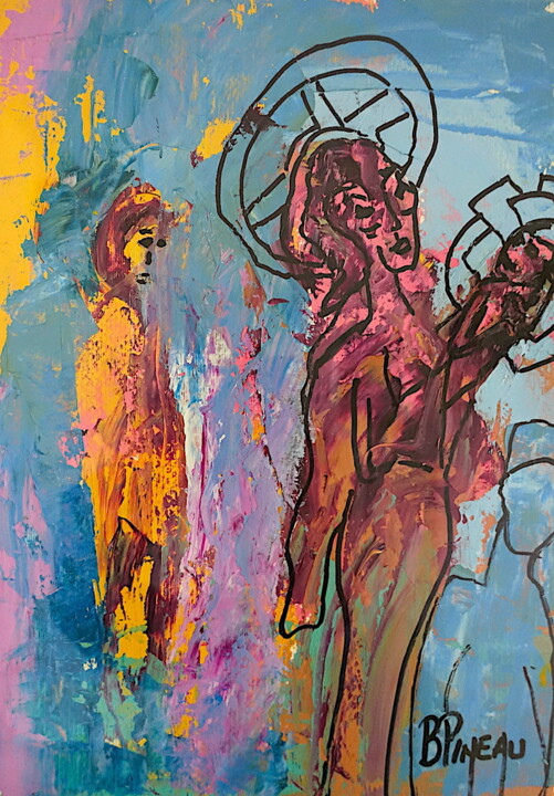 P078H35 Le retour 绘画, 13.8x9.5 in