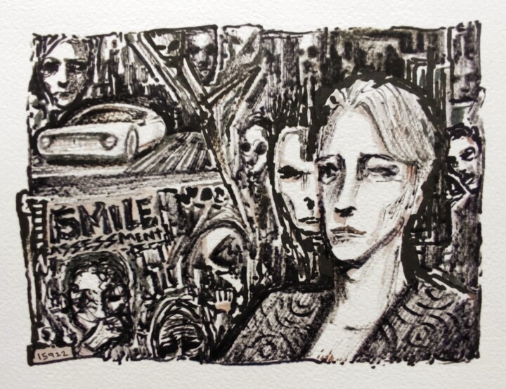 On the darker side - Smile 图画, 5.9x7.9 in