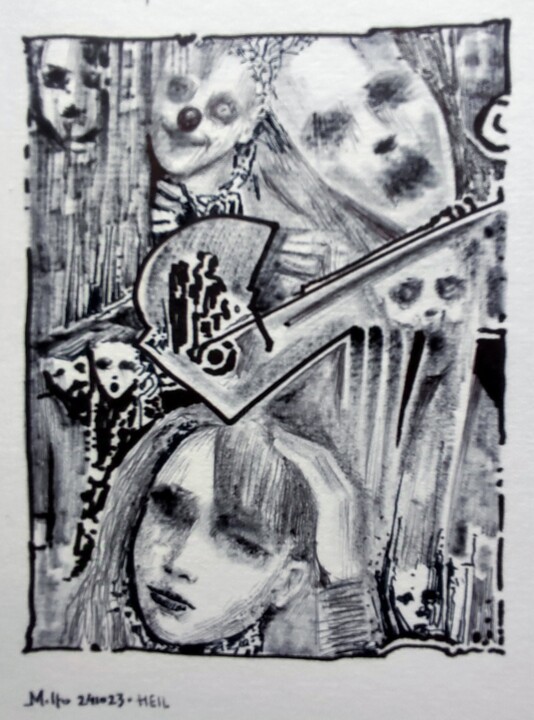 Mad clown Disegno, 5,9x3,2 in