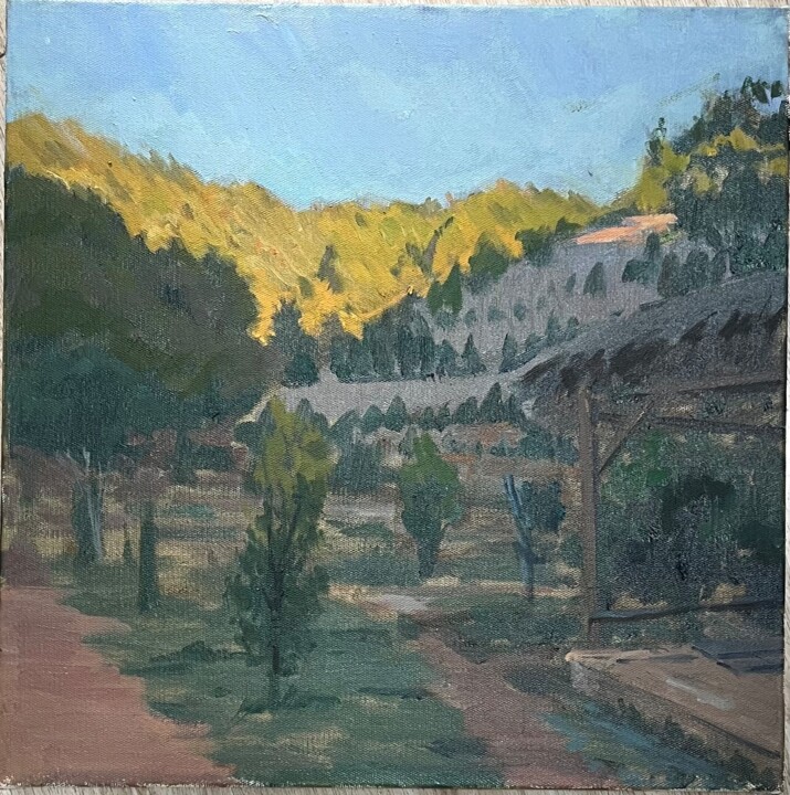 Peinture intitulée "Soleil couchant - 2…" par Yong Zheng Li, Œuvre d'art originale, Huile Monté sur Châssis en bois