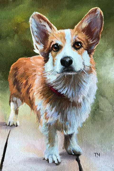 Adorable Corgi Ζωγραφική, 5,9x3,9 in