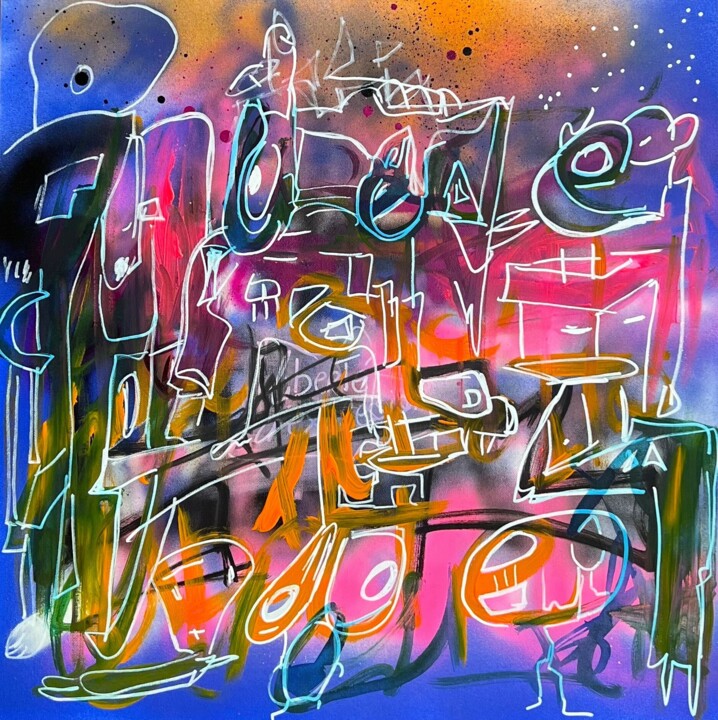 Lazer Night 绘画, 23.6x23.6 in