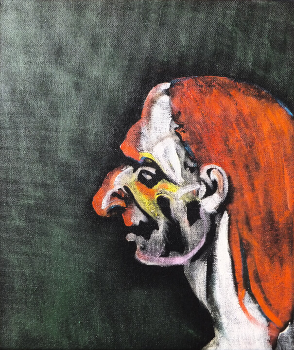 Man in Profile 绘画, 12x9 in