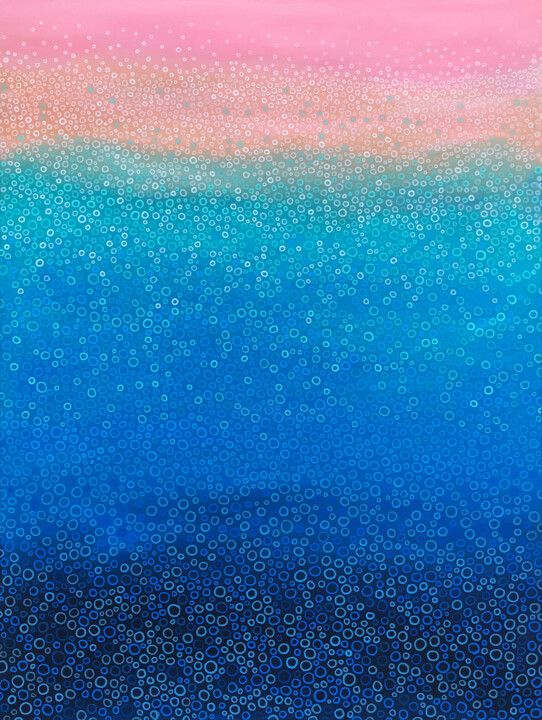 Pintura titulada "Beach Bubbles IV" por Jennifer Bell, Obra de arte original, Acrílico Montado en Bastidor de camilla de mad…