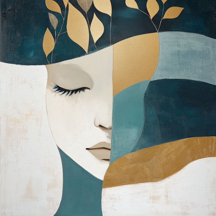 Abstract Elegance: The Golden Muse 数字艺术