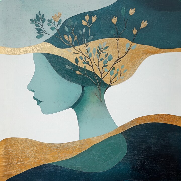 Mystical Feminine Beauty – Minimalist Digital Painting 数字艺术