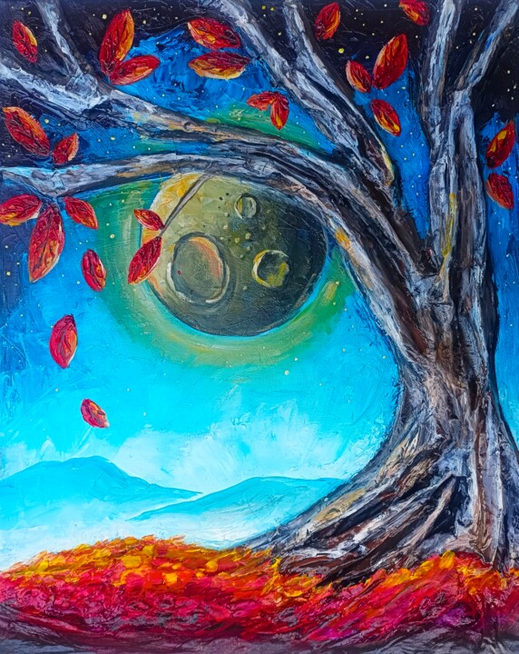 Painting titled "Roots of the Univer…" by Evgenia Smirnova, Original Artwork, Oil Mounted on Wood Stretcher frame