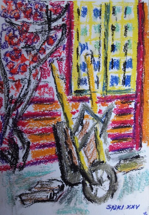 Chariot abandonne Schilderij, 11,8x7,9 in