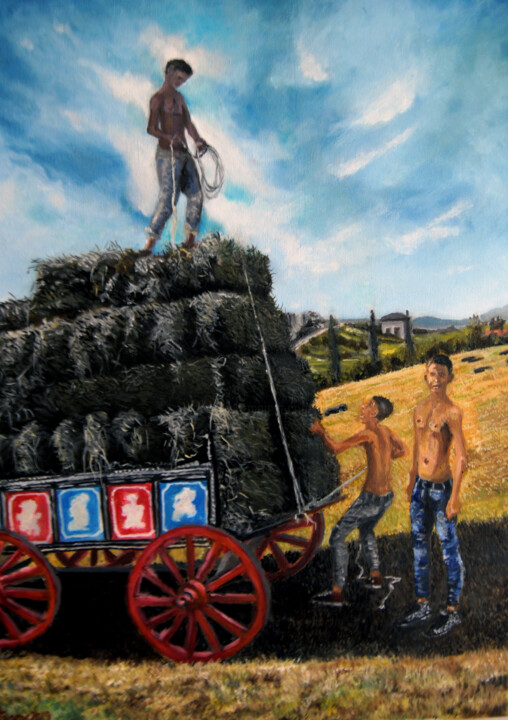 Country boys Pittura, 27,6x19,7 in