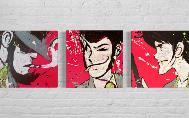 TRIPTYCH LUPIN III Pittura, 23,6x70,9 in