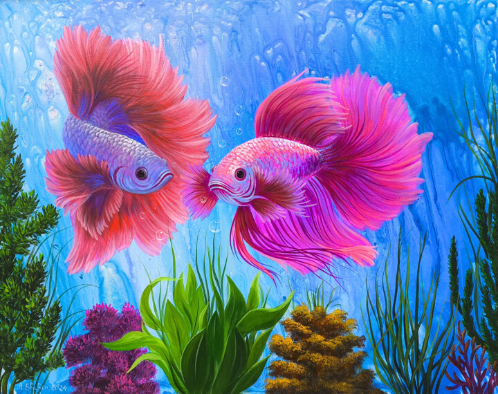 Aquatic Ballet 미술작품, 15.8x19.7 in