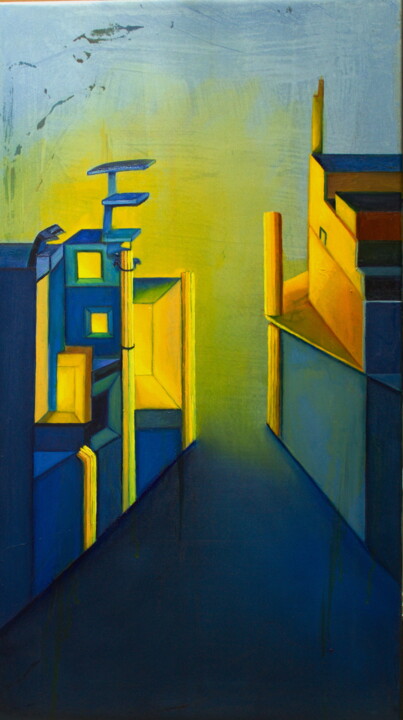 Malerei mit dem Titel "City of light" von Ulla M. Neuhaus, Original-Kunstwerk, Öl Auf Keilrahmen aus Holz montiert