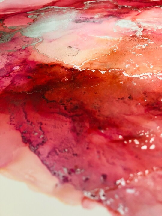 Abstract Pink Ink Happiness 绘画, 25.6x17.7 in