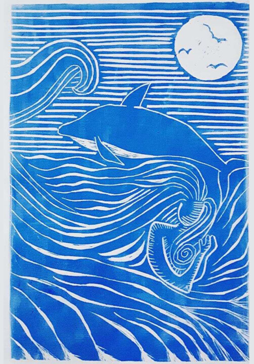 WOMAN ON SEA Prenten & gravures, 11,8x8,3 in