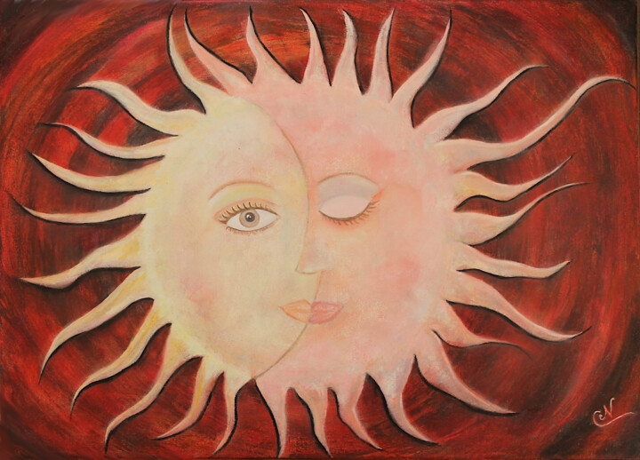 Conjonction soleil lune 绘画, 19.7x27.6 in