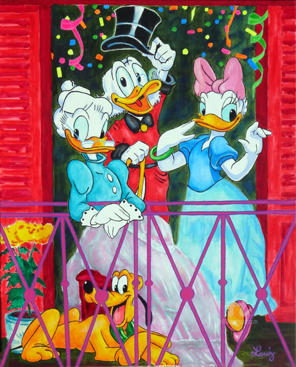 PICSOU a racheté "Le BALCON de MANET" Pittura, 39,4x31,9 in