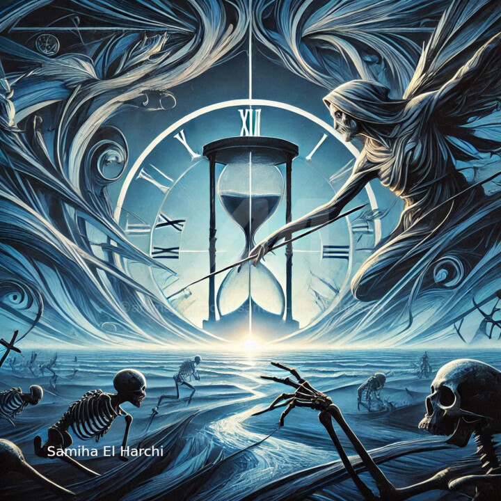 Arts numériques intitulée "Le sablier" par Samiha El Harchi (Sam), Œuvre d'art originale, Image générée par l'IA