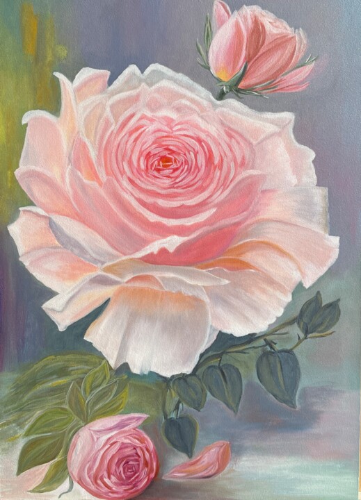 Peinture intitulée "Аромат роз" par Liudmila Abramova, Œuvre d'art originale, Huile Monté sur Châssis en bois