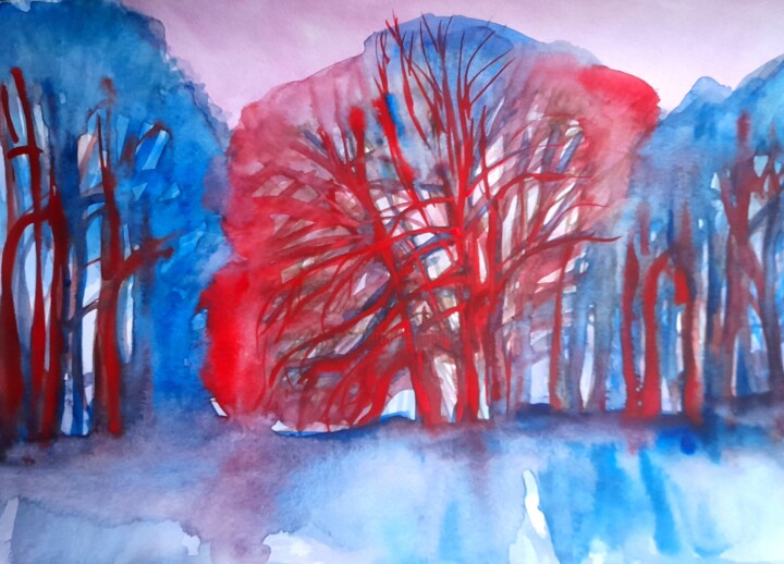 Winter forest 绘画, 11.7x16.5 in