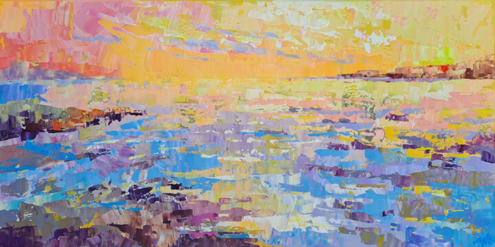 Yellow Sunset Tablo, 23,6x47,2 in