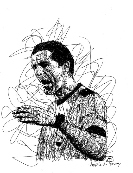 Tekening getiteld "Deniz Aytekin" door Aurèle De Fouay, Origineel Kunstwerk, Inkt