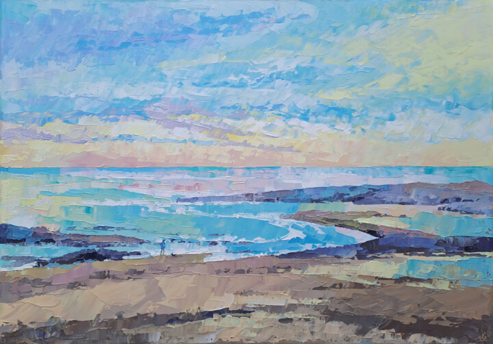Картина под названием "Rainbow Evening" - Mariia Raskin, Подлинное произведение искусства, Акрил