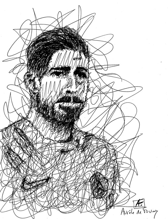 图画 标题为“Kevin Trapp” 由Aurèle De Fouay, 原创艺术品, 墨