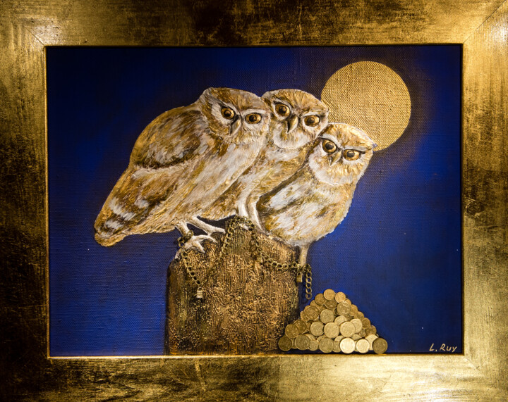 Owls 绘画, 17.7x23.6 in