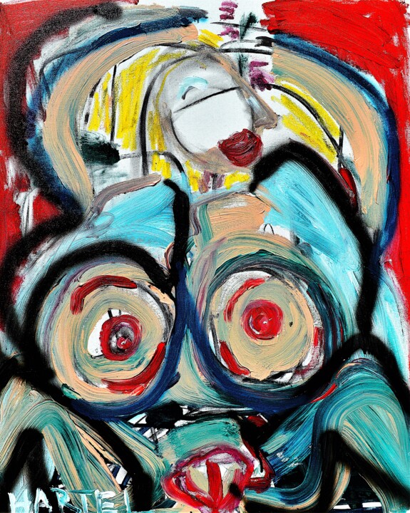 Painting titled "Le Legging Veut" by Paul Hartel, Original Artwork, Acrylic Mounted on Wood Stretcher frame
