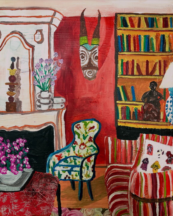 Malerei mit dem Titel "Room in Guatemala" von Barbara Friehs, Original-Kunstwerk, Acryl