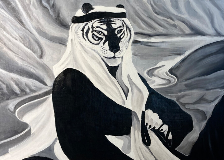 Тигр в восточном стиле 绘画, 23.6x15.8 in