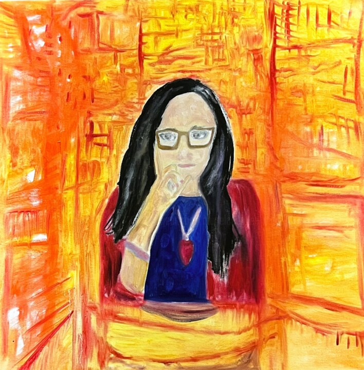 绘画 标题为“Autoportrait à 45 a…” 由Dandeeart , 原创艺术品, 油 安装在木质担架架上