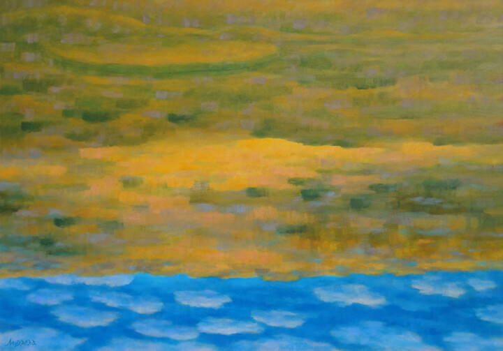 Schilderij getiteld "The Overhead land IV" door Mikhaela Ivanova, Origineel Kunstwerk, Olie Gemonteerd op Frame voor houten…