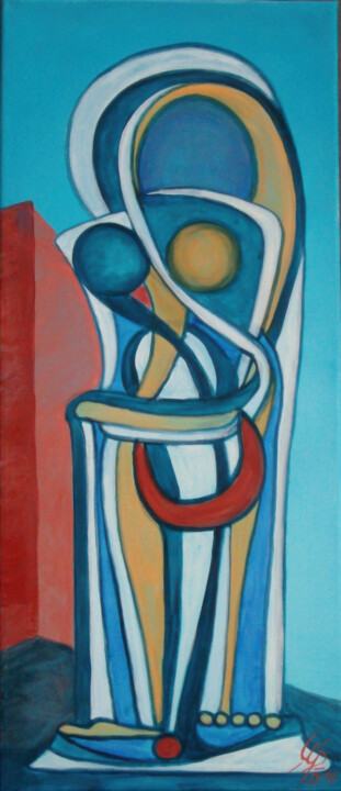 Blaue Skulptur 绘画, 27.6x11.8 in