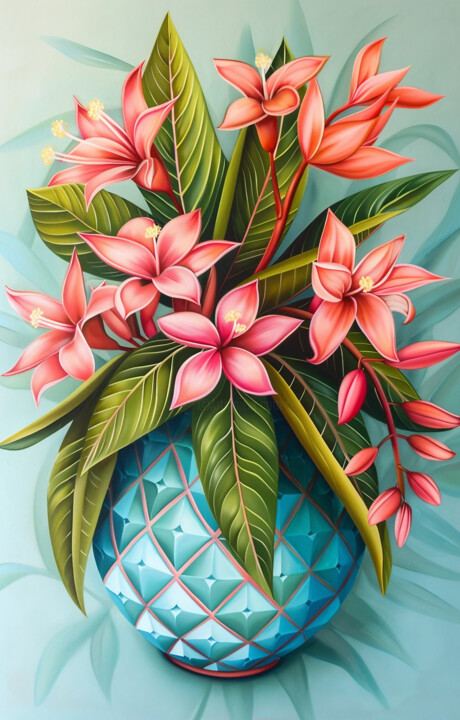 Floral Harmony. Wall Art Dijital Sanat, 23,6x15,8 in