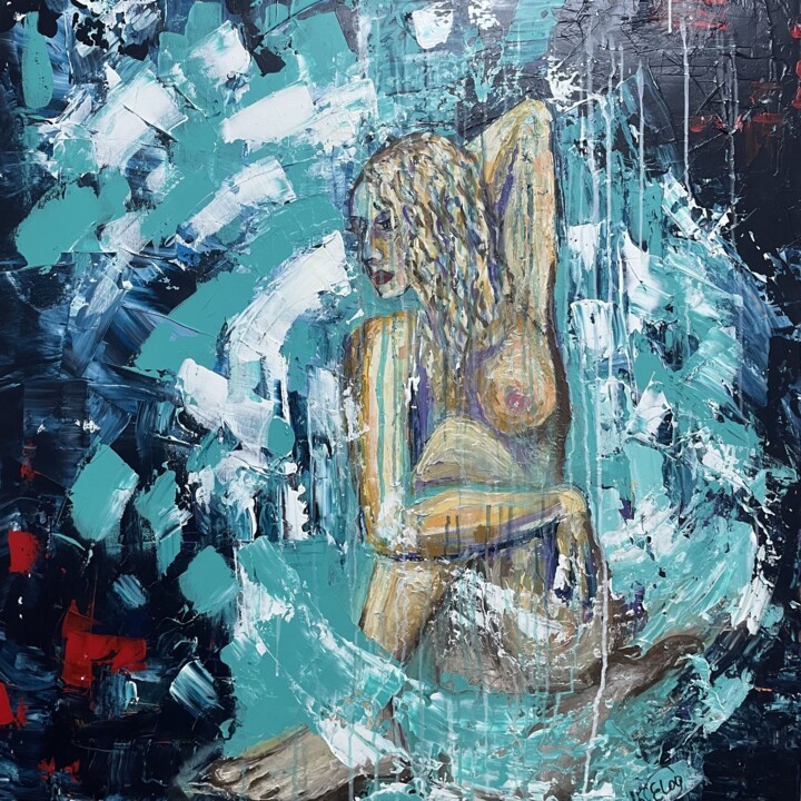 "Embrace of Love" 绘画, 35.4x35.4 in