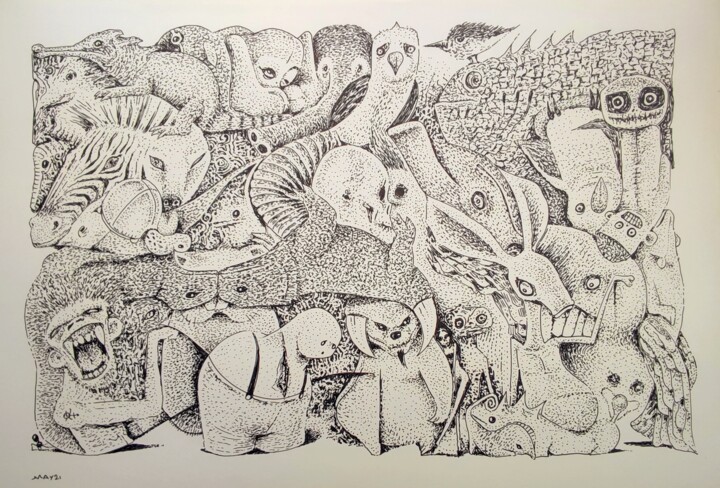 Infinity Zoo Lizard and friends 그림, 11.8x15.8 in