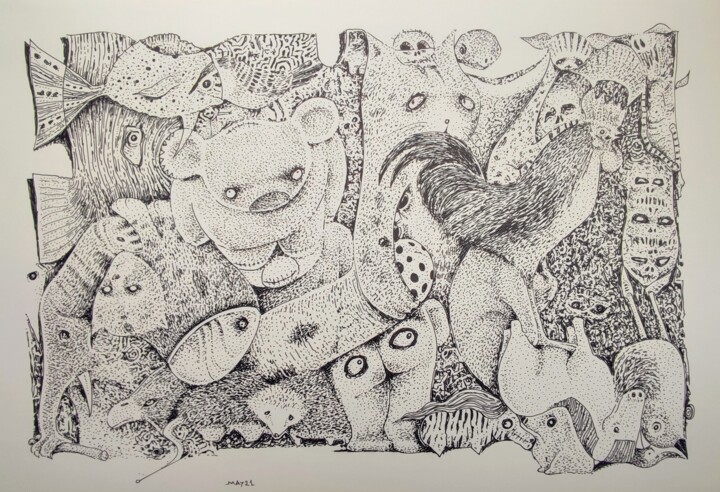 Infinity Zoo Cock and friends 图画, 11.8x15.8 in