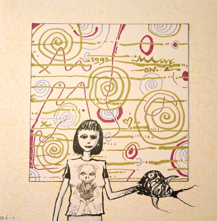 Drawing titled "Move on" by Milto Sideris, Original Artwork, Marker