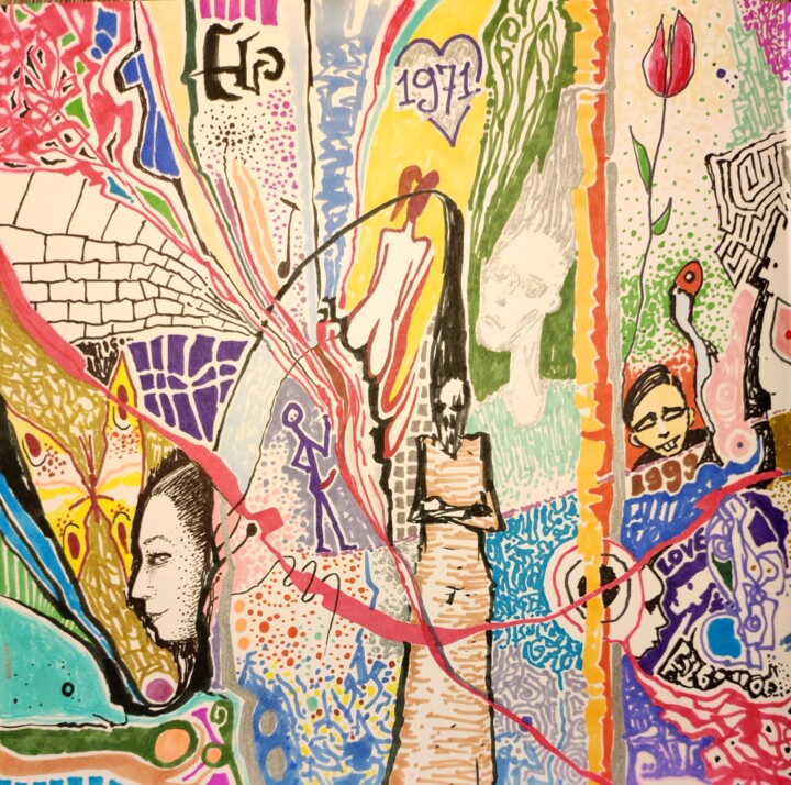 Drawing titled "Mural at the recept…" by Milto Sideris, Original Artwork, Marker