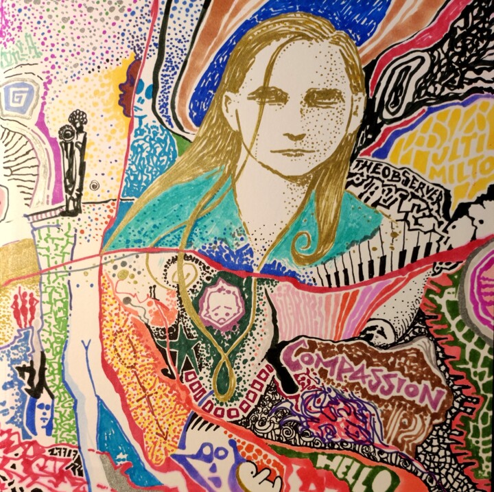 Drawing titled "Mural at the recept…" by Milto Sideris, Original Artwork, Marker