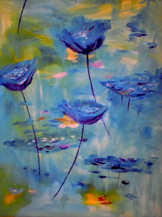 Blue calmness 绘画, 27.6x19.7 in