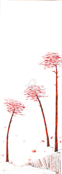 Pins, bassin d'Arcach, en rouge et noir XXXII Schilderij, 11,8x35,4 in