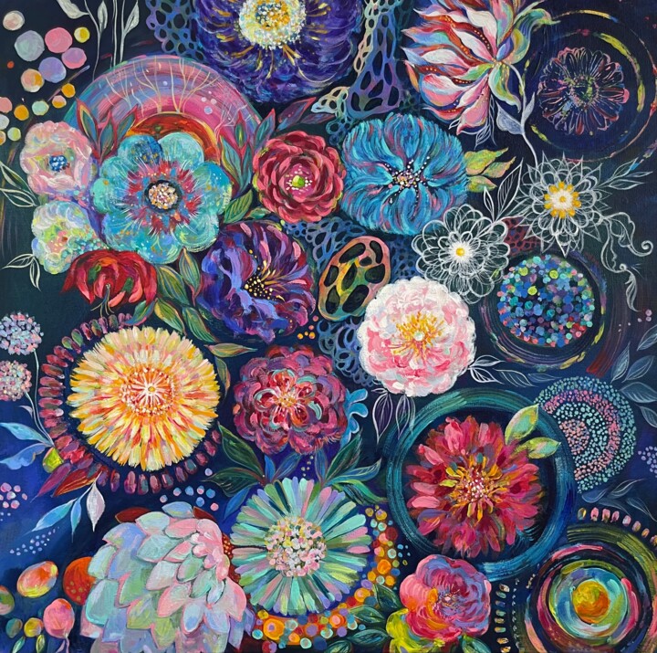Waltz of the Flowers. Bright Dance. Schilderij, 19,7x19,7 in
