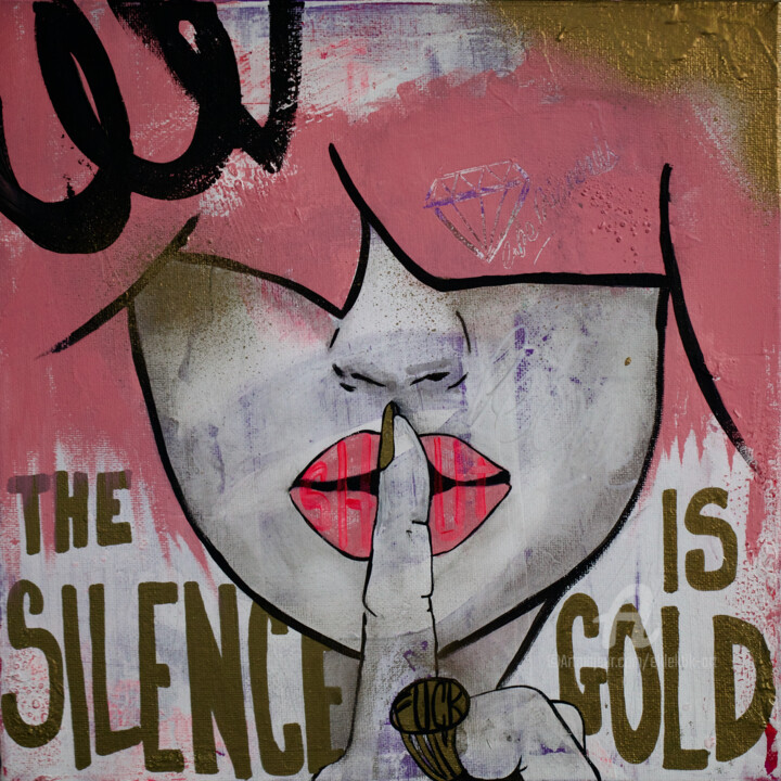 Silence is Gold 绘画, 11.4x11.4 in
