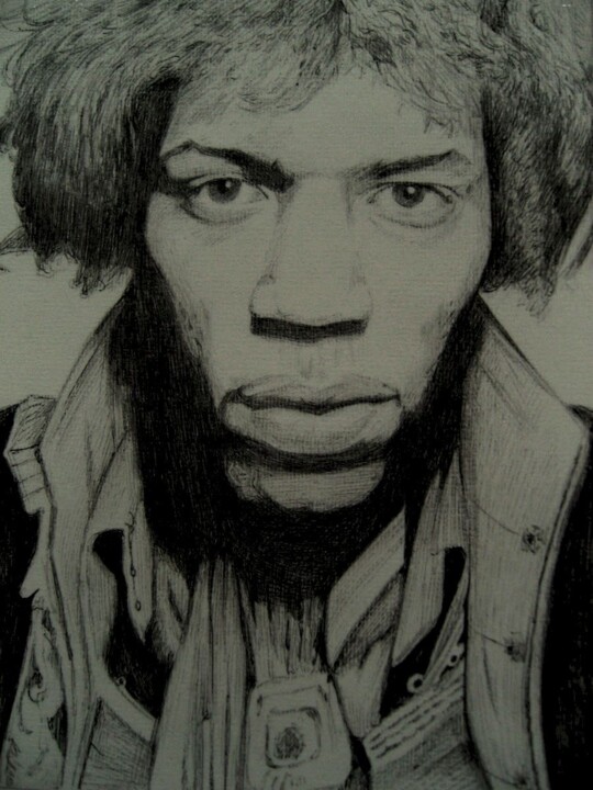 Jimi Hendrix Рисунок, 11,8x8,3 in