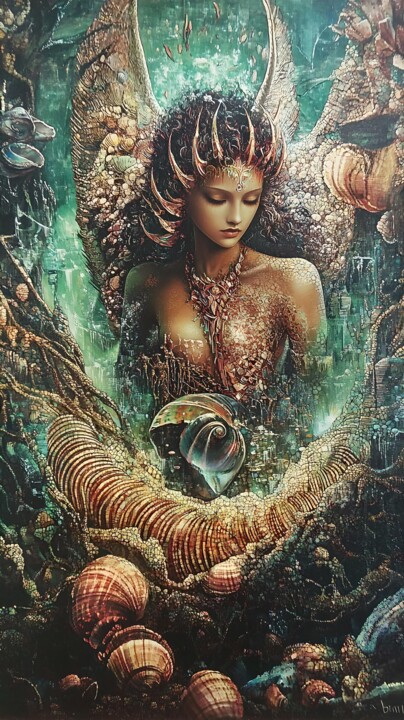 abstract portrait of exotic girl with shells 6 数字艺术